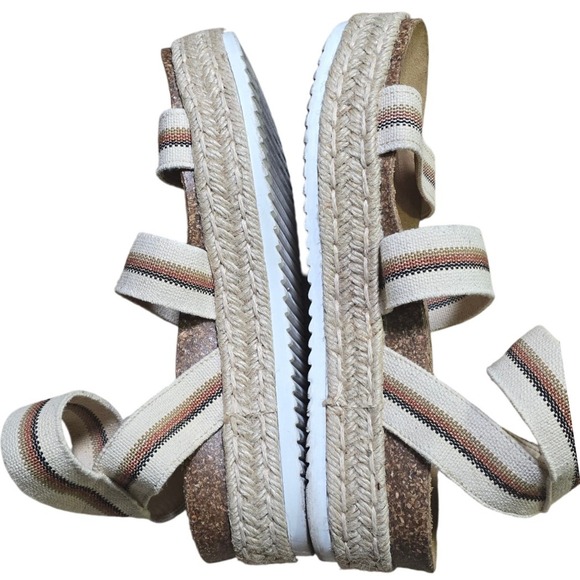 $49 Steve Madden 10 Beige Woven Ankle Strap Sandals Comfort Summer Casual Shoes - Picture 4 of 5